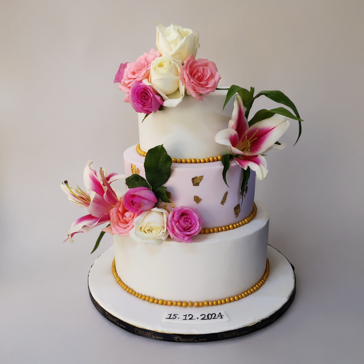 Floral Theme Wedding Cake - Crave by Leena