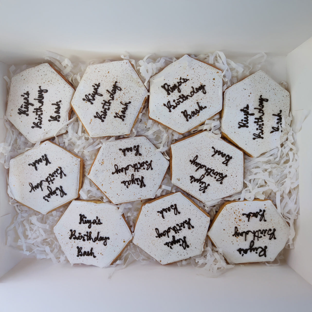 Hexagon Shape Birthday Cookies - Crave by Leena