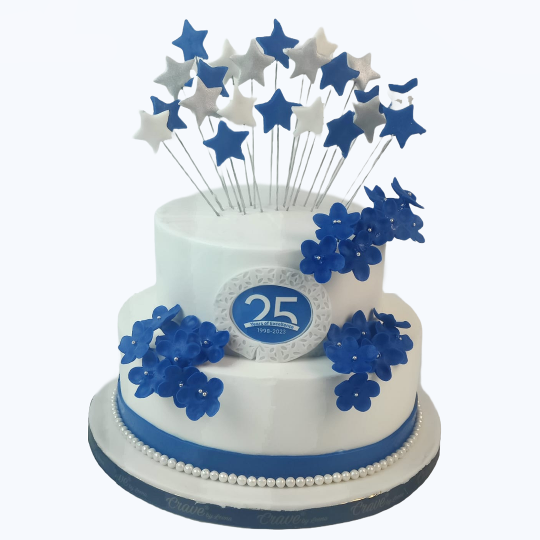 Starry Blue Floral Cake - Crave by Leena