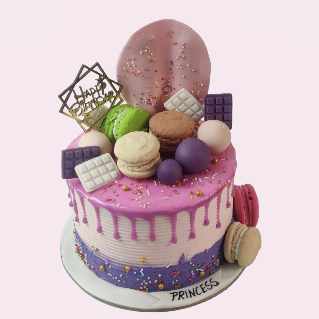 Pink Drip Cake with Topper - Crave by Leena