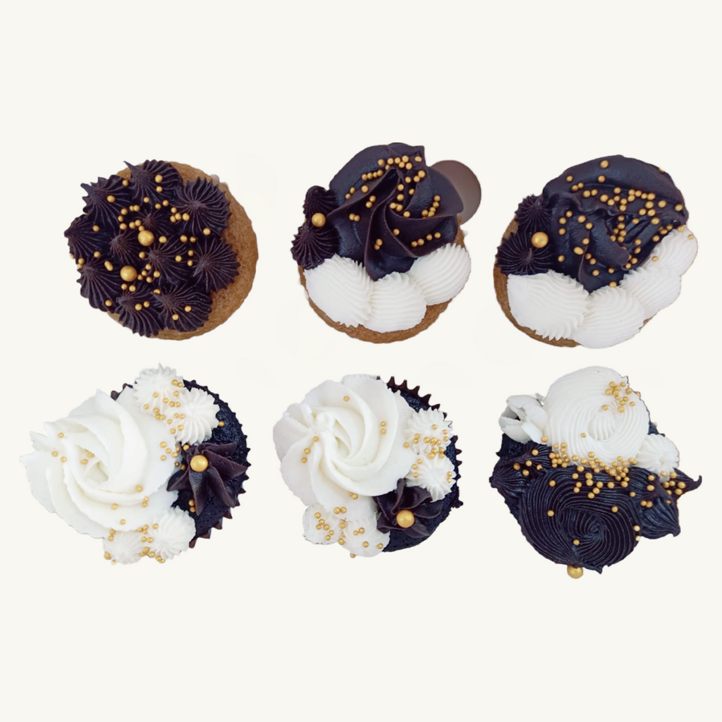 Black & Gold cupcakes(Box of 6) - Crave by Leena