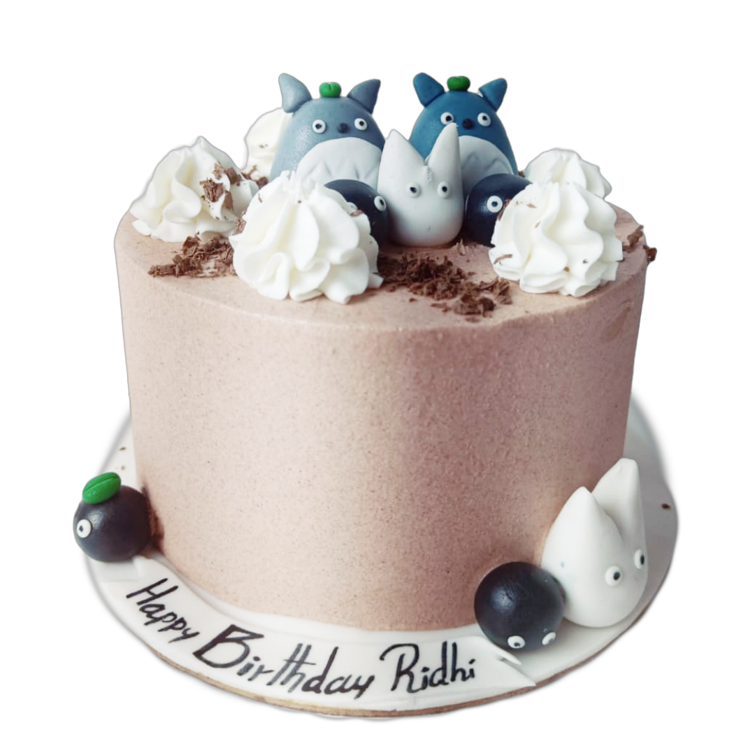 1.5kg white and black covered with buttercream with fondant decors - Crave by Leena