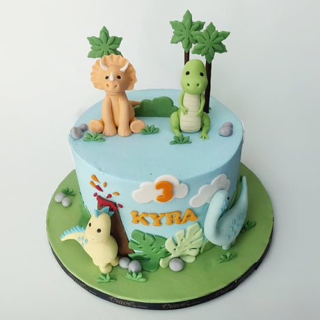 Pastel Dino Adventure Cake - Crave by Leena
