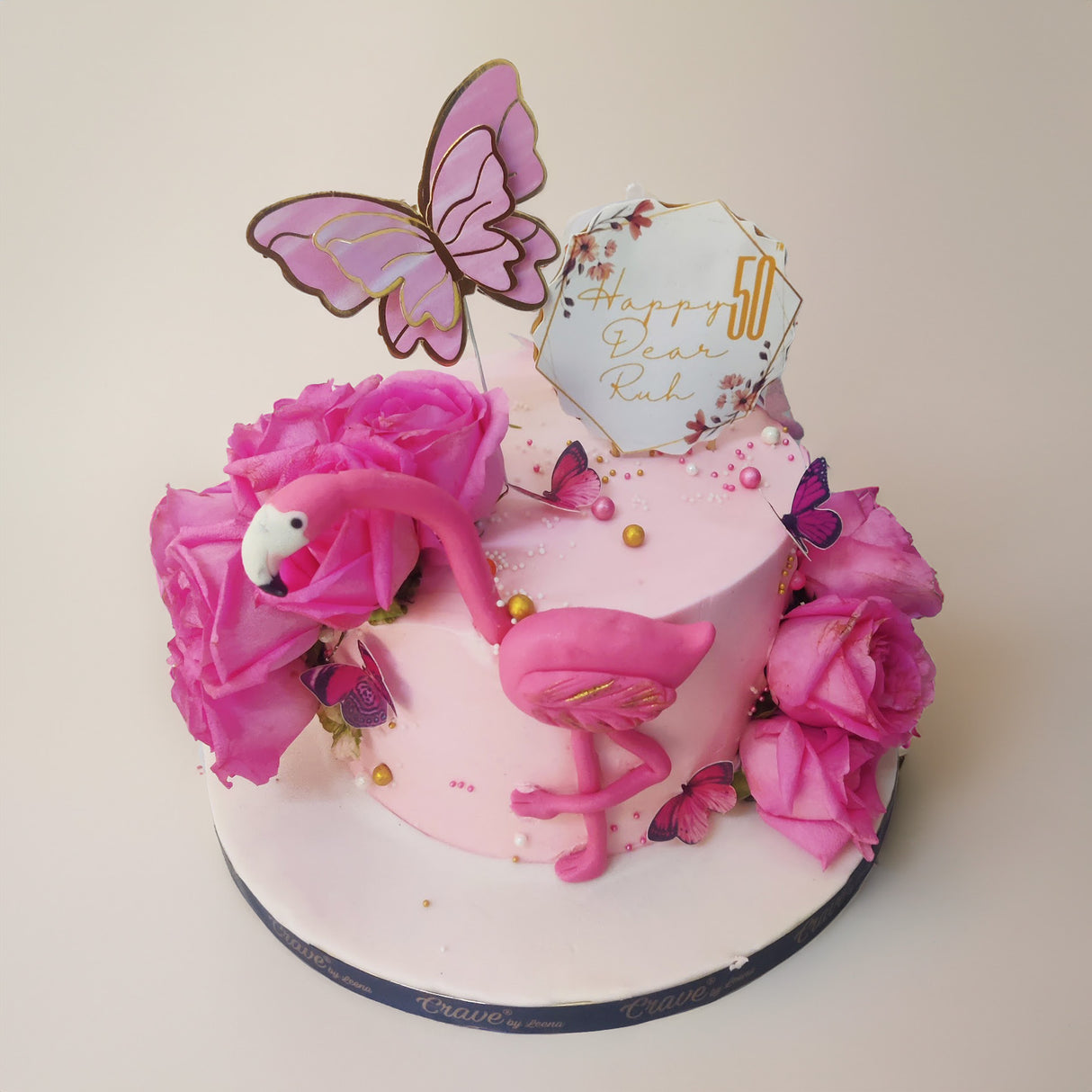 Pink and Gold Flamingo Cake - Crave by Leena
