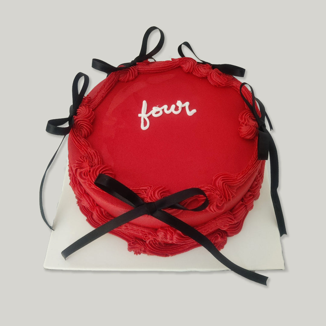 Red Vintage Ribbon Cake - Crave by Leena