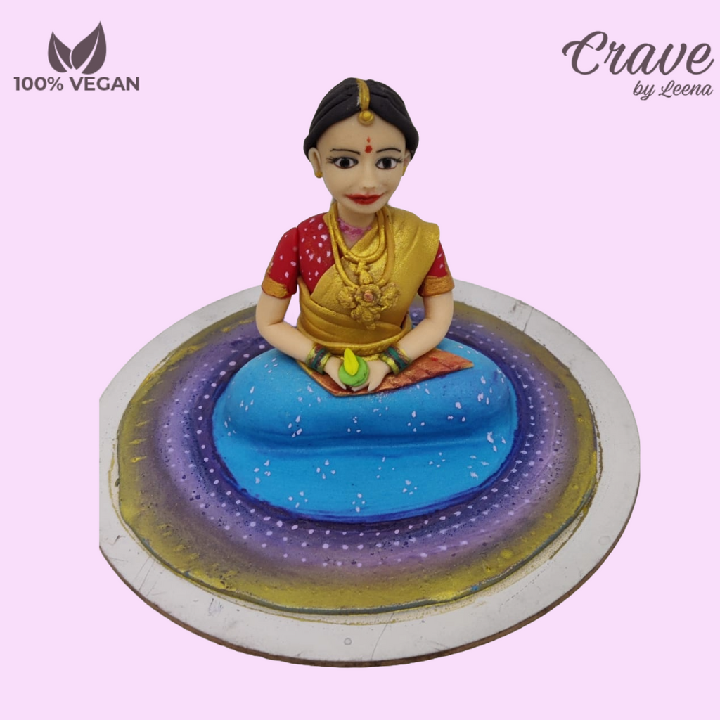 3D fondant Traditional Lady Topper - Crave by Leena