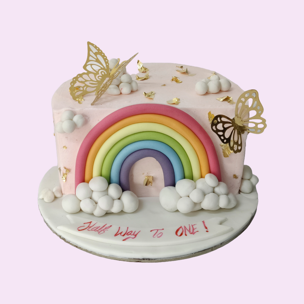 1 KG CT Rainbows over the butterfly half cake - Crave by Leena