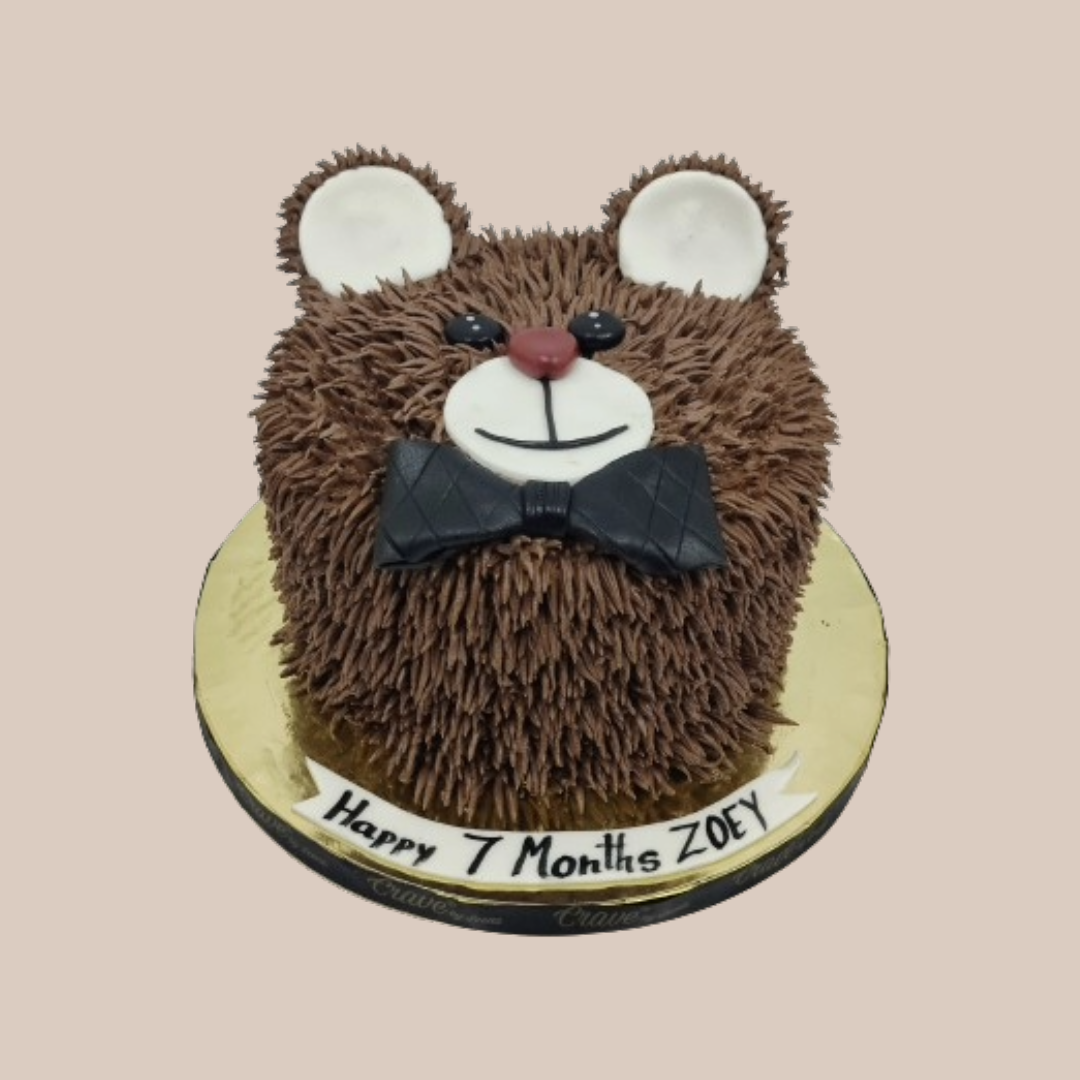 1.5KG CT Teddy & bow Piping Cake - Crave by Leena