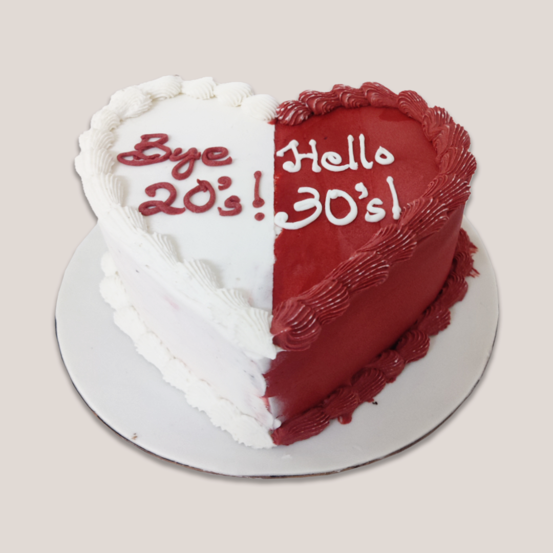 White N Red Birthday Heart Cake - Crave by Leena