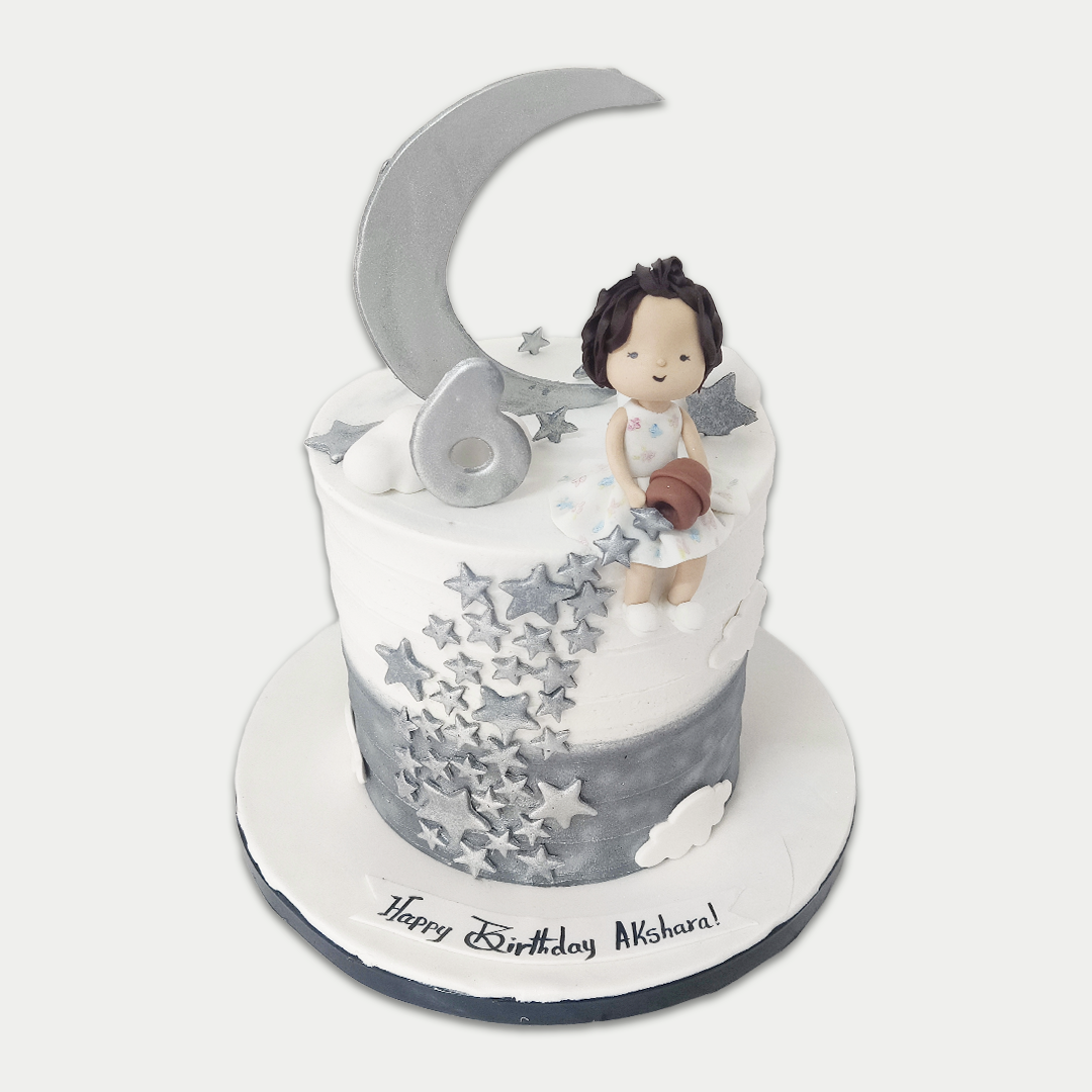 White On Silver Elegant Moon