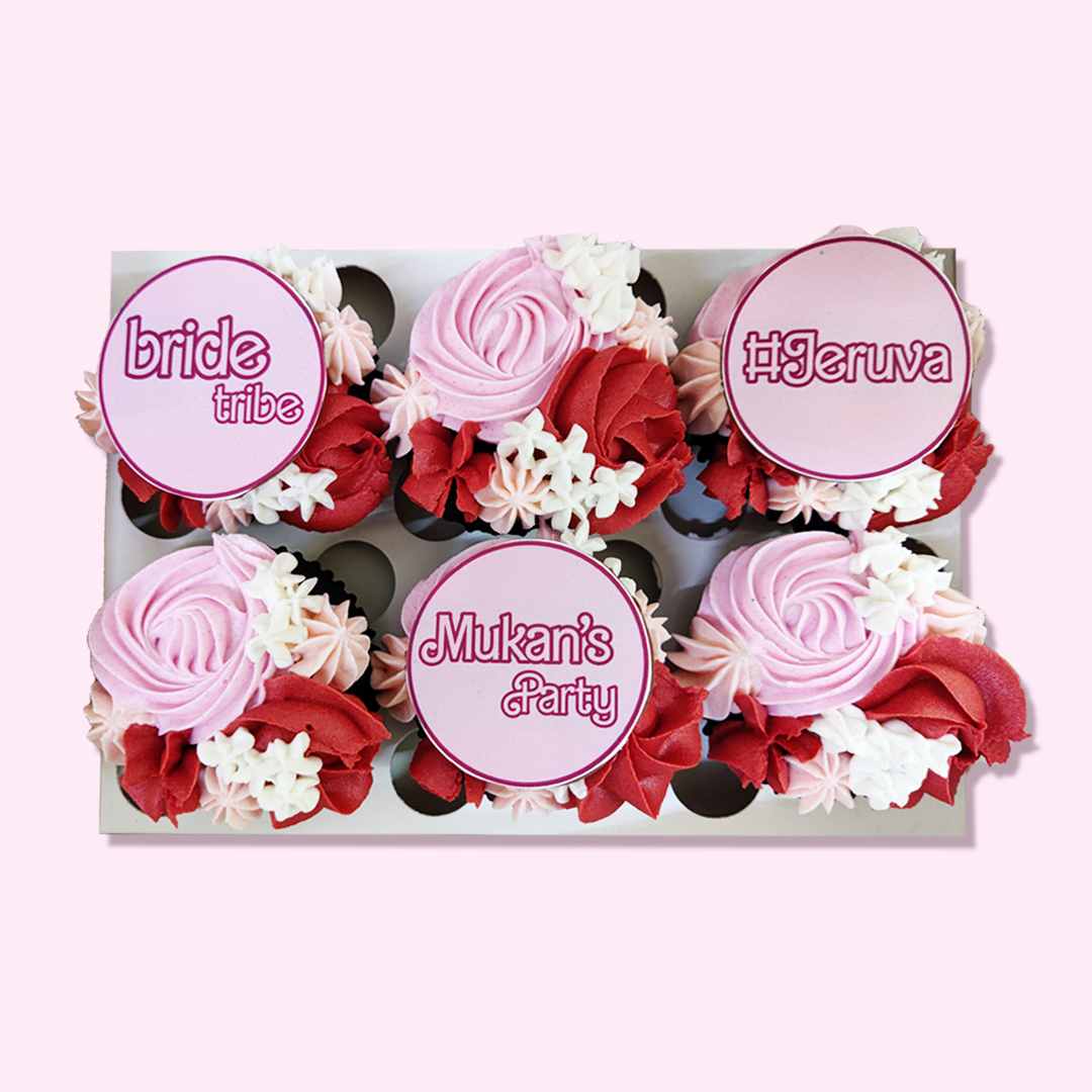 White, Pink & Red Bride To be Cupcakes - Crave by Leena