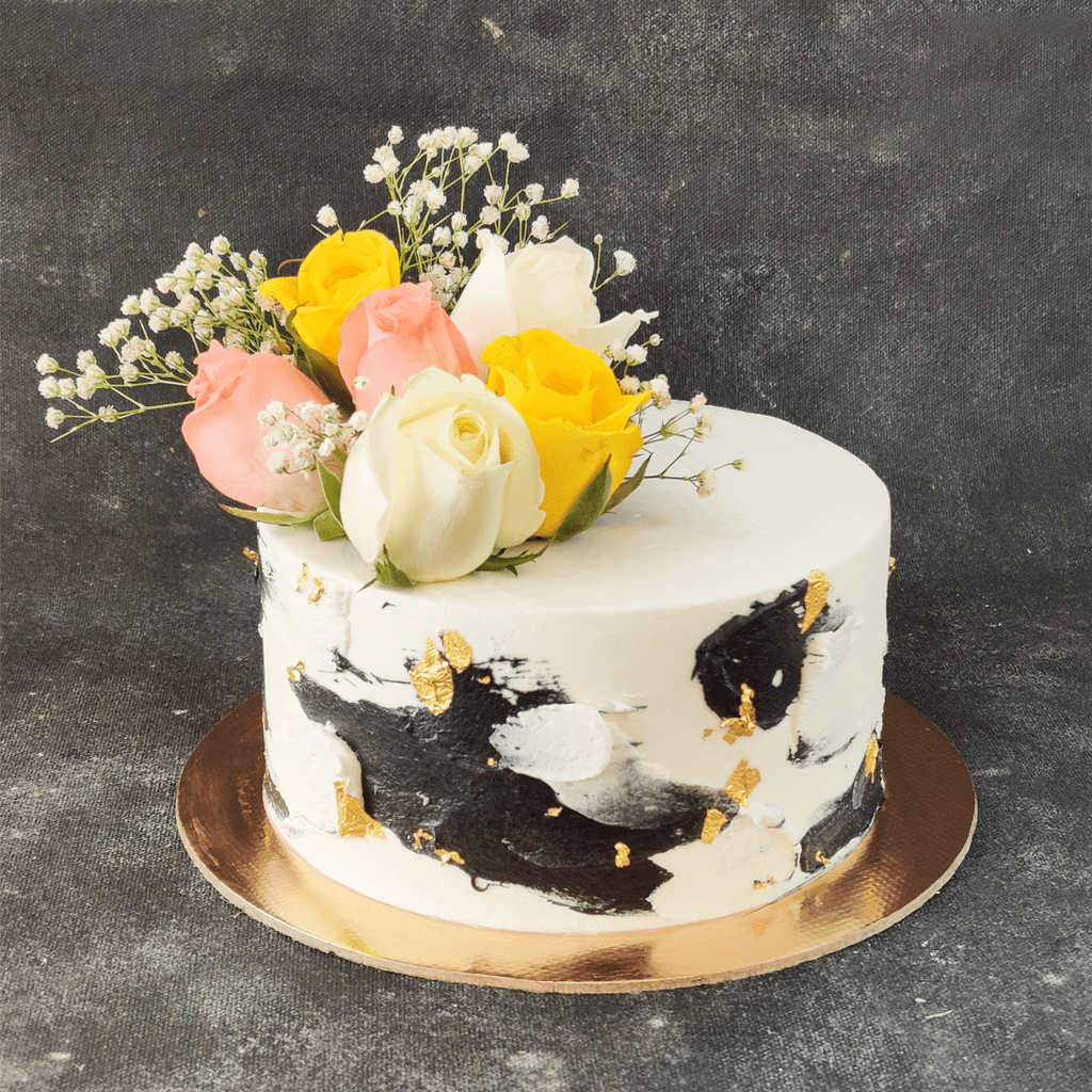 Black, White and Gold Cake - Crave by Leena