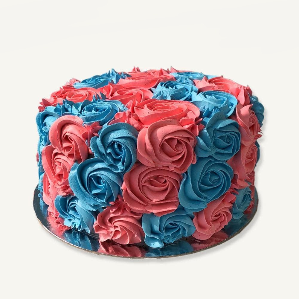 Pink and Blue Rosette Cake - Crave
