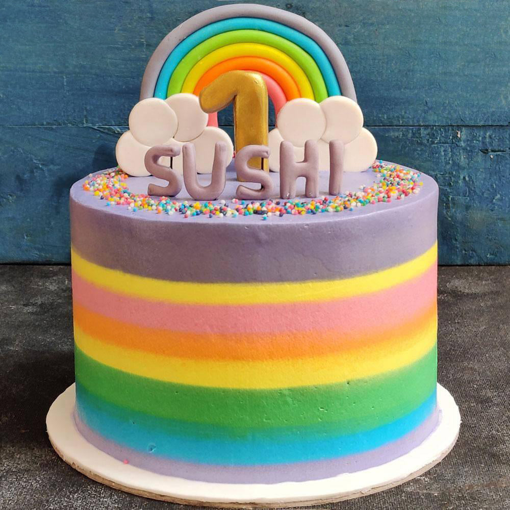 1 Year Rainbow Birthday Cake - Crave by Leena