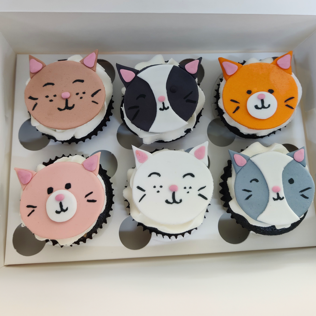 Box of 6, CWF 2D Cats, Cupcakes - Crave by Leena