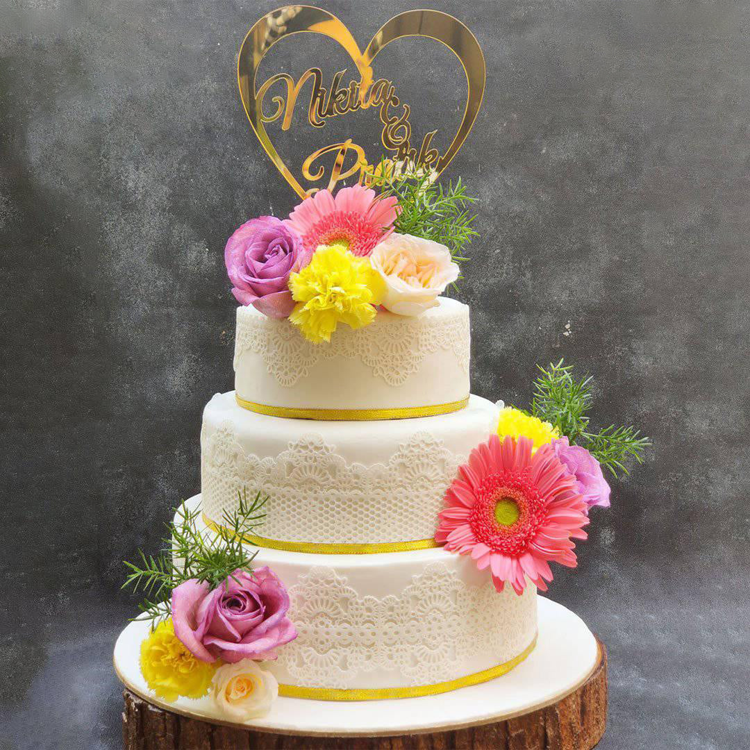 18+ Floral 2 Tier Wedding Cake