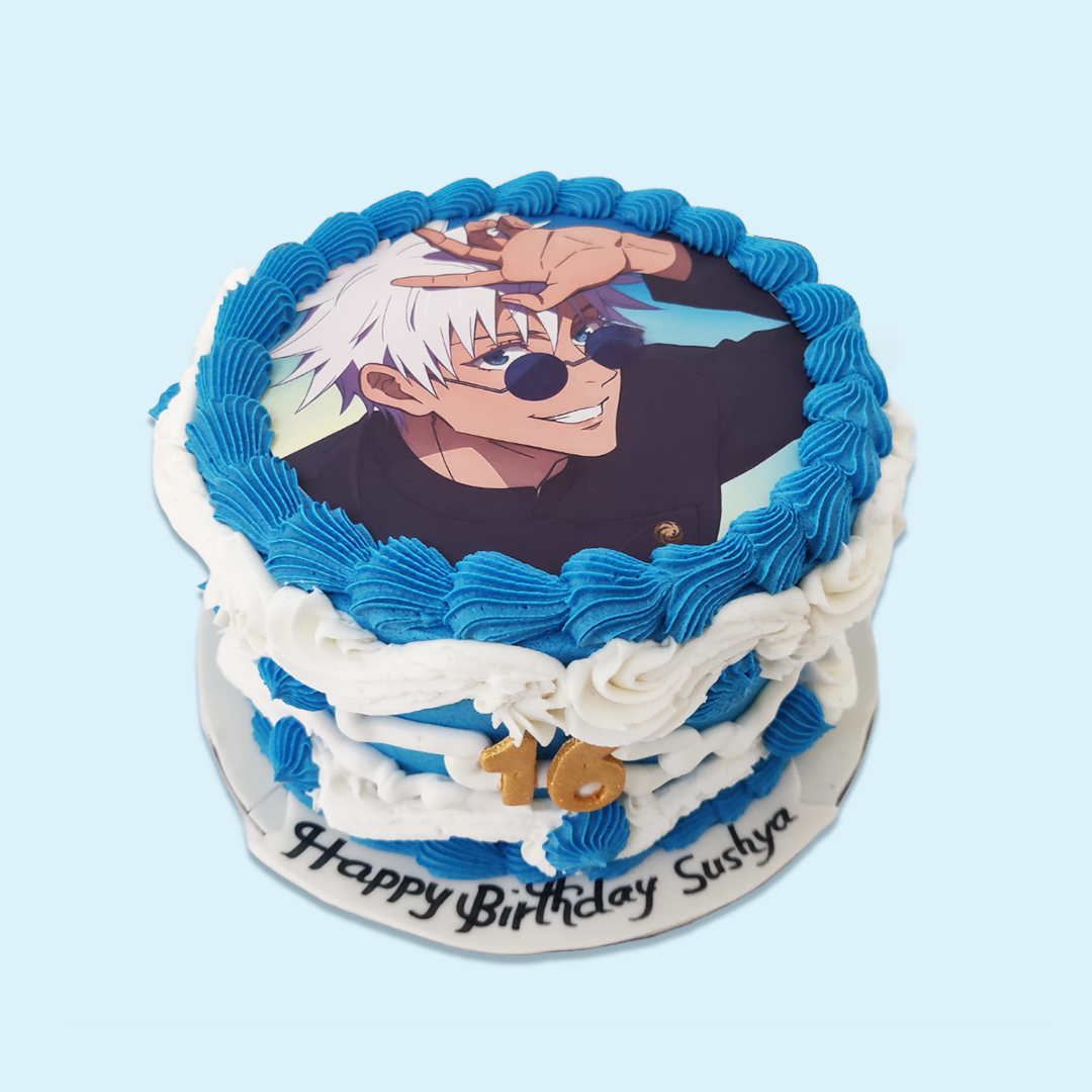 Cake Back Blue Gojo Anime Fan Cake | Vegan Theme Cake in Bangalore – Crave by Leena