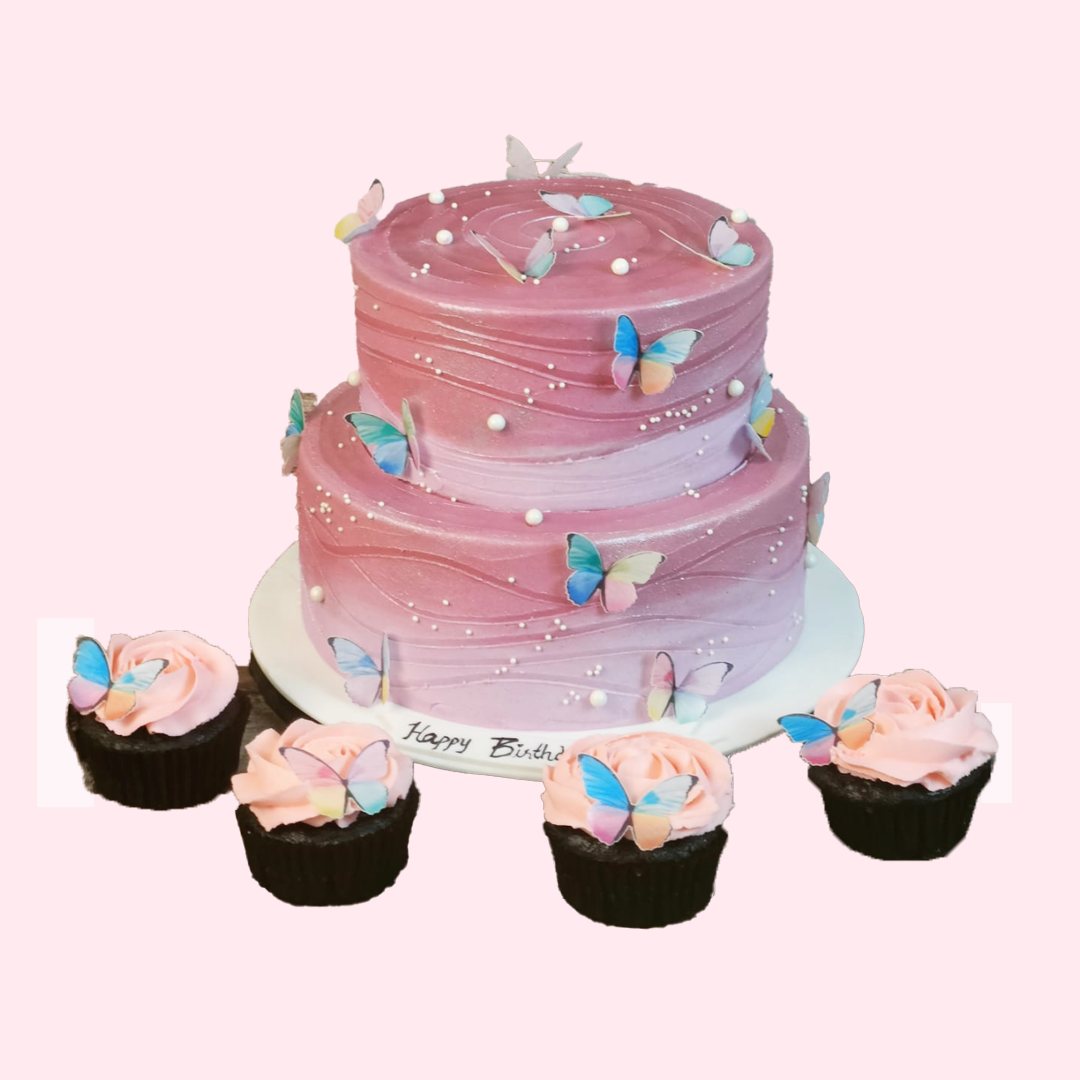 Butterfly Shimmers with Round HBD Topper - Crave by Leena