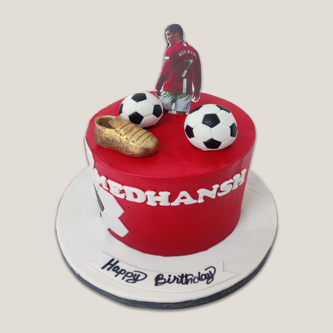 Red Ronaldo Golden Boot Football Cake | Vegan Cake Bangalore – Crave by ...