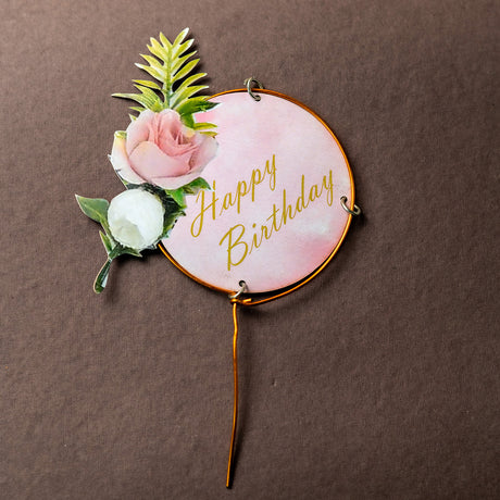 Floral Happy Birthday Cake Topper - Crave by Leena