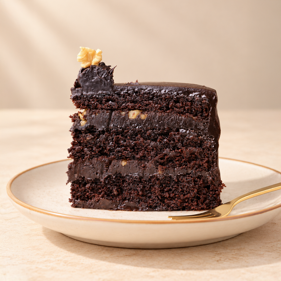 Chocolate Walnut Fudge Cake — Gluten-Free & Refined Sugar-Free
