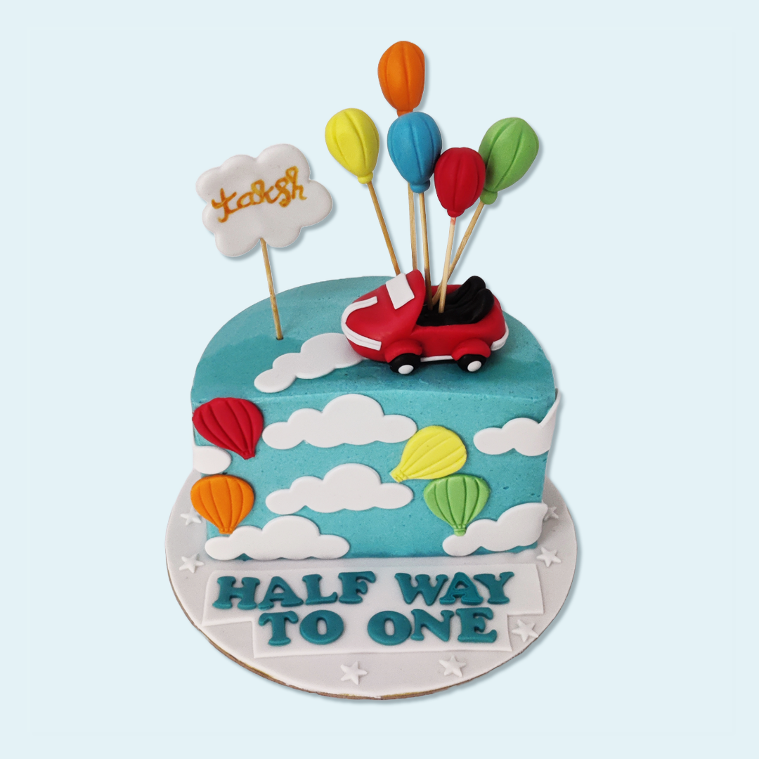Half Way To One Car Cake