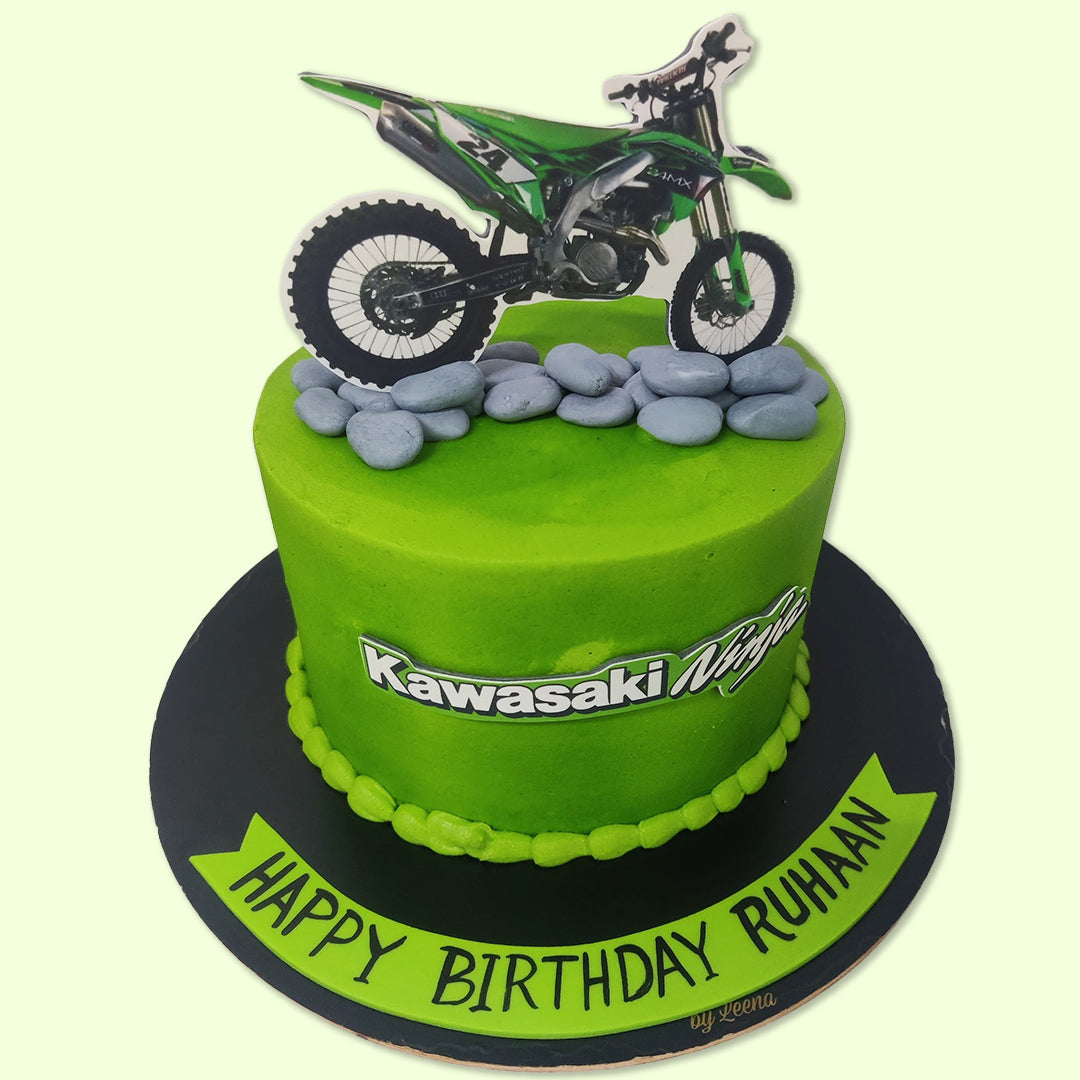 Kawasaki Ninja Green Theme Cake - Crave by Leena