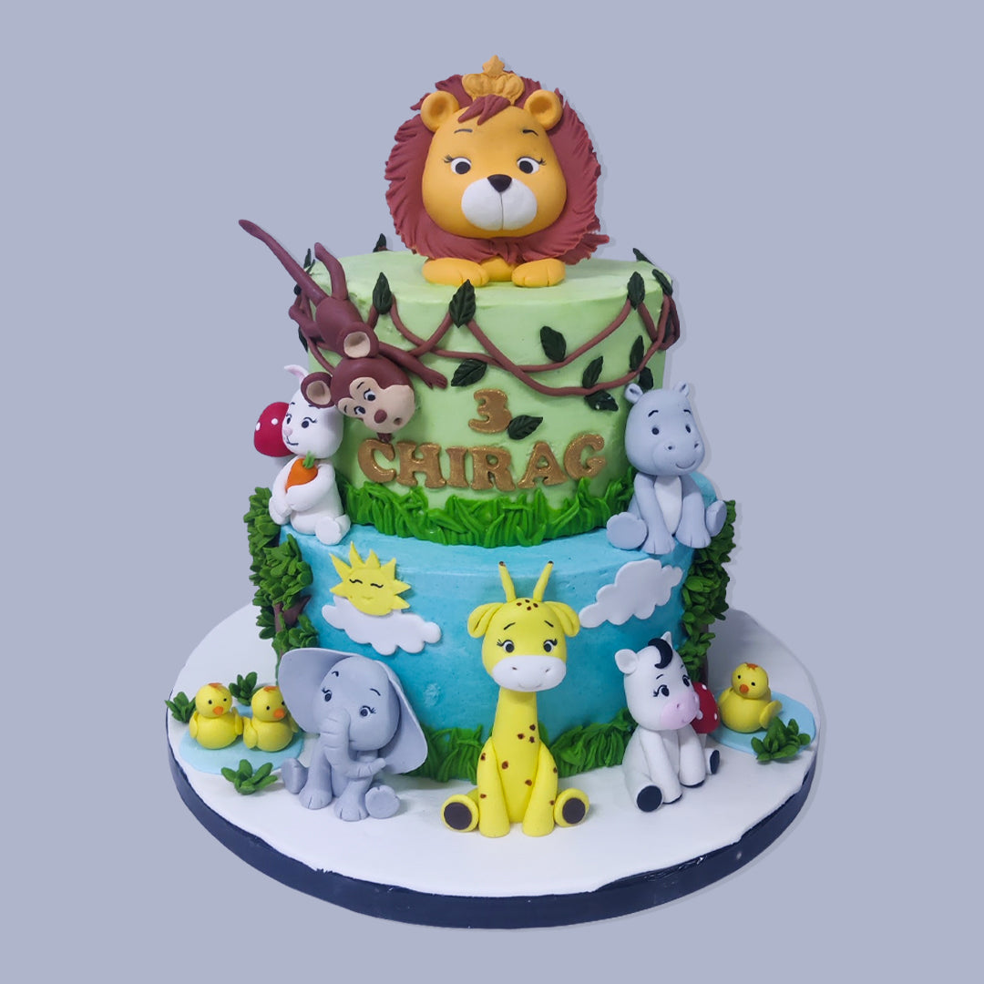 Lion and Friends Jungle Theme Cake
