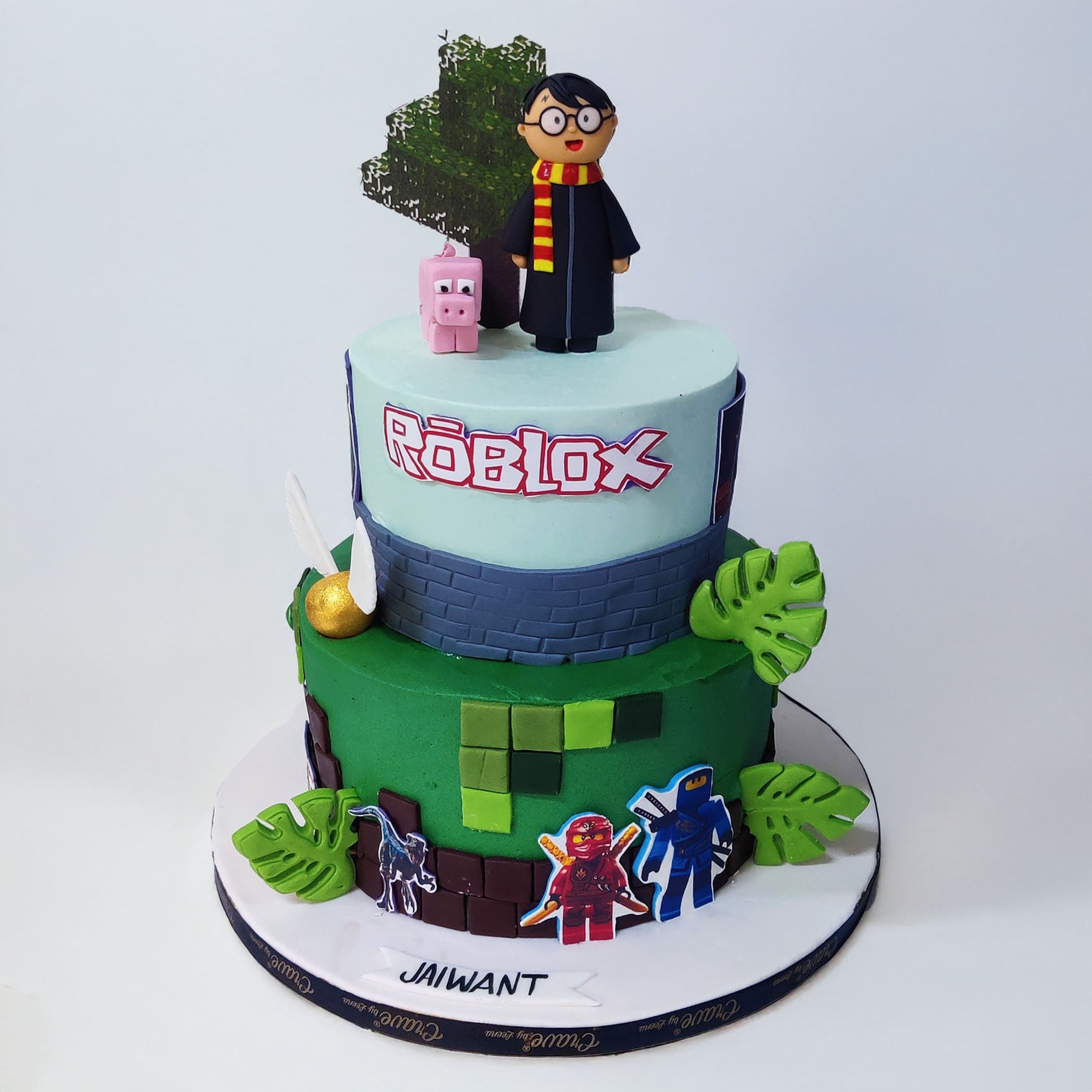 Chip Tier Two-Tier Minecraft Roblox Theme Cake | Vegan Cake Bangalore – Crave by ...