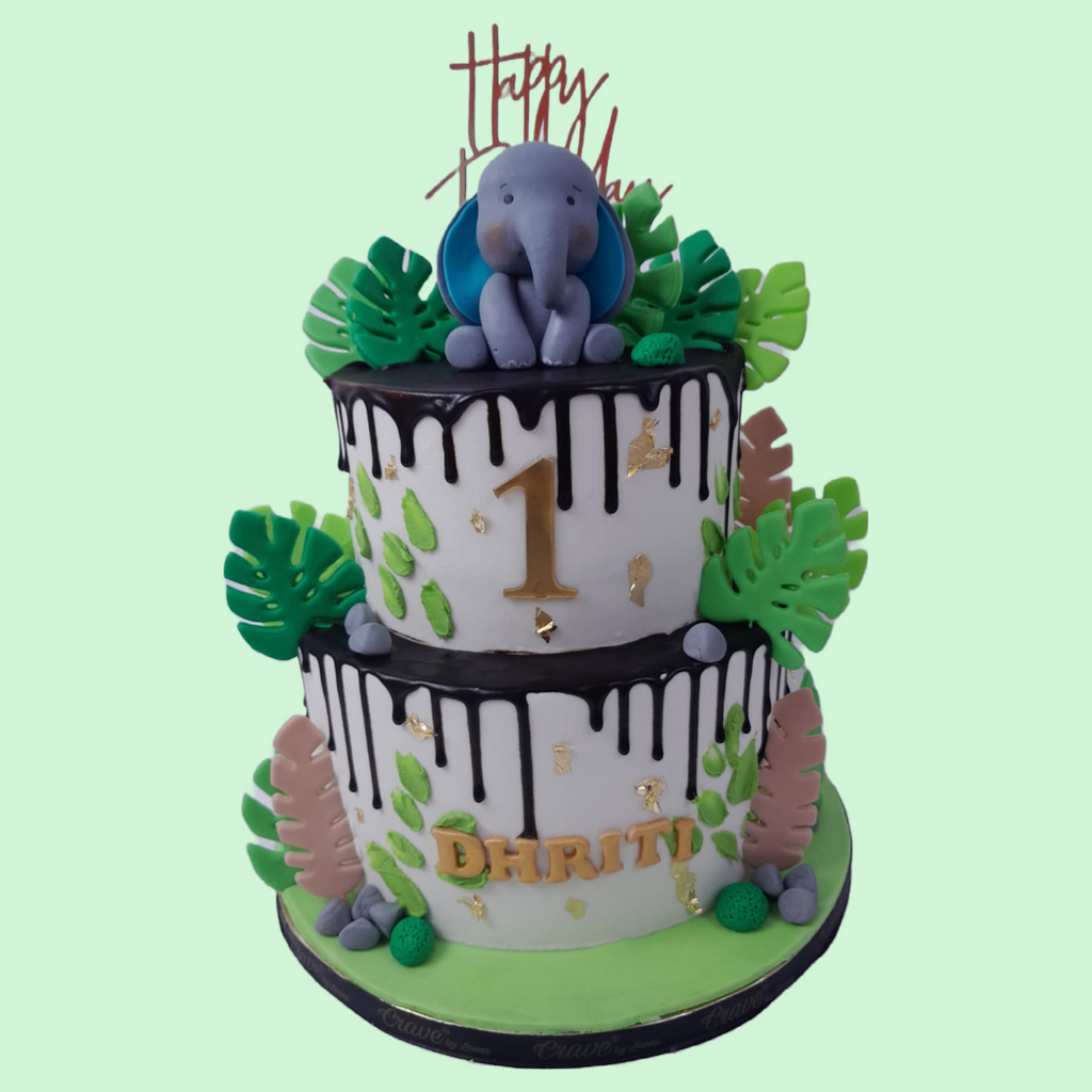 Jungle Elephant HBD Topper - Crave by Leena