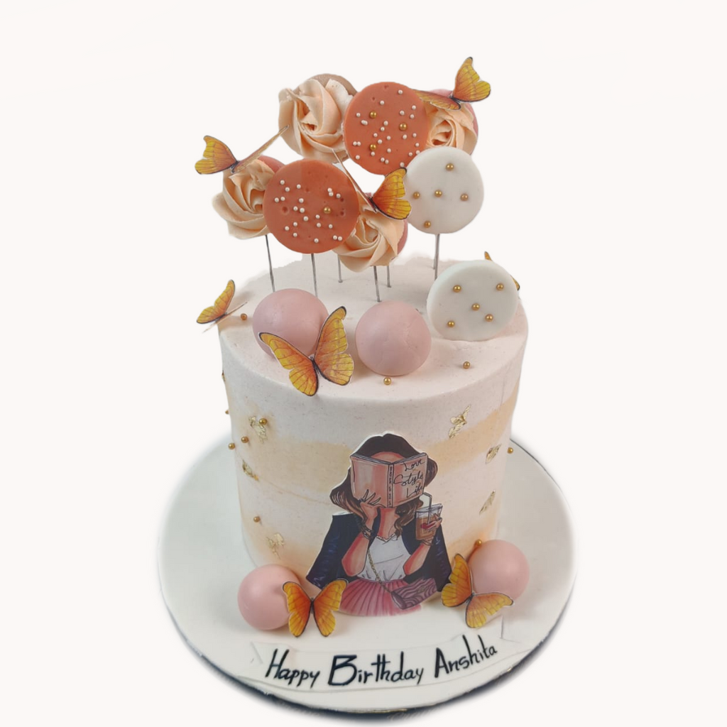 Peachy Love with Books cake - Crave by Leena