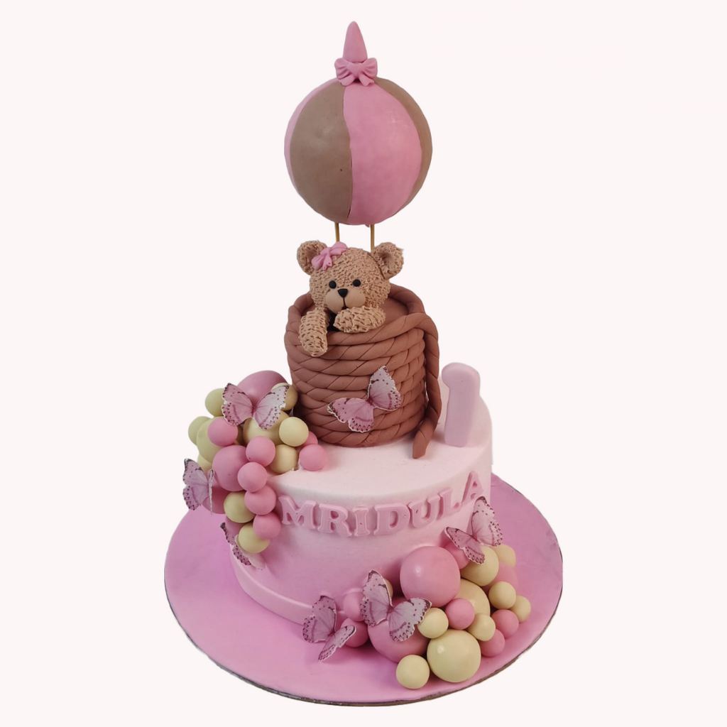 Pink hot air teddy cake - Crave by Leena