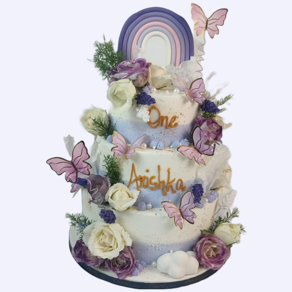6KG, 3tier CWF Lavender butterfly cake - Crave by Leena