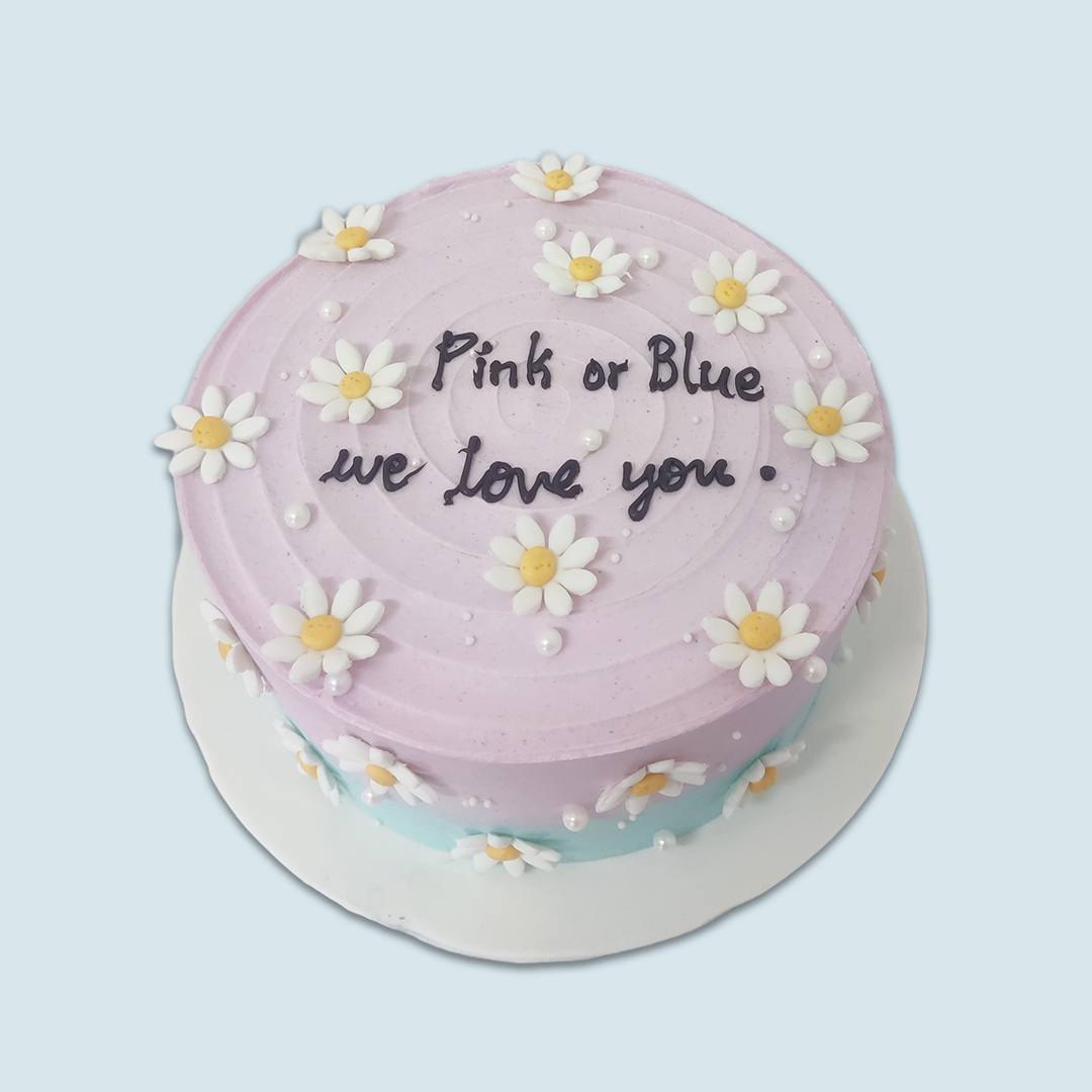 Pastel Blue & Pink Baby Shower Cake - Crave by Leena
