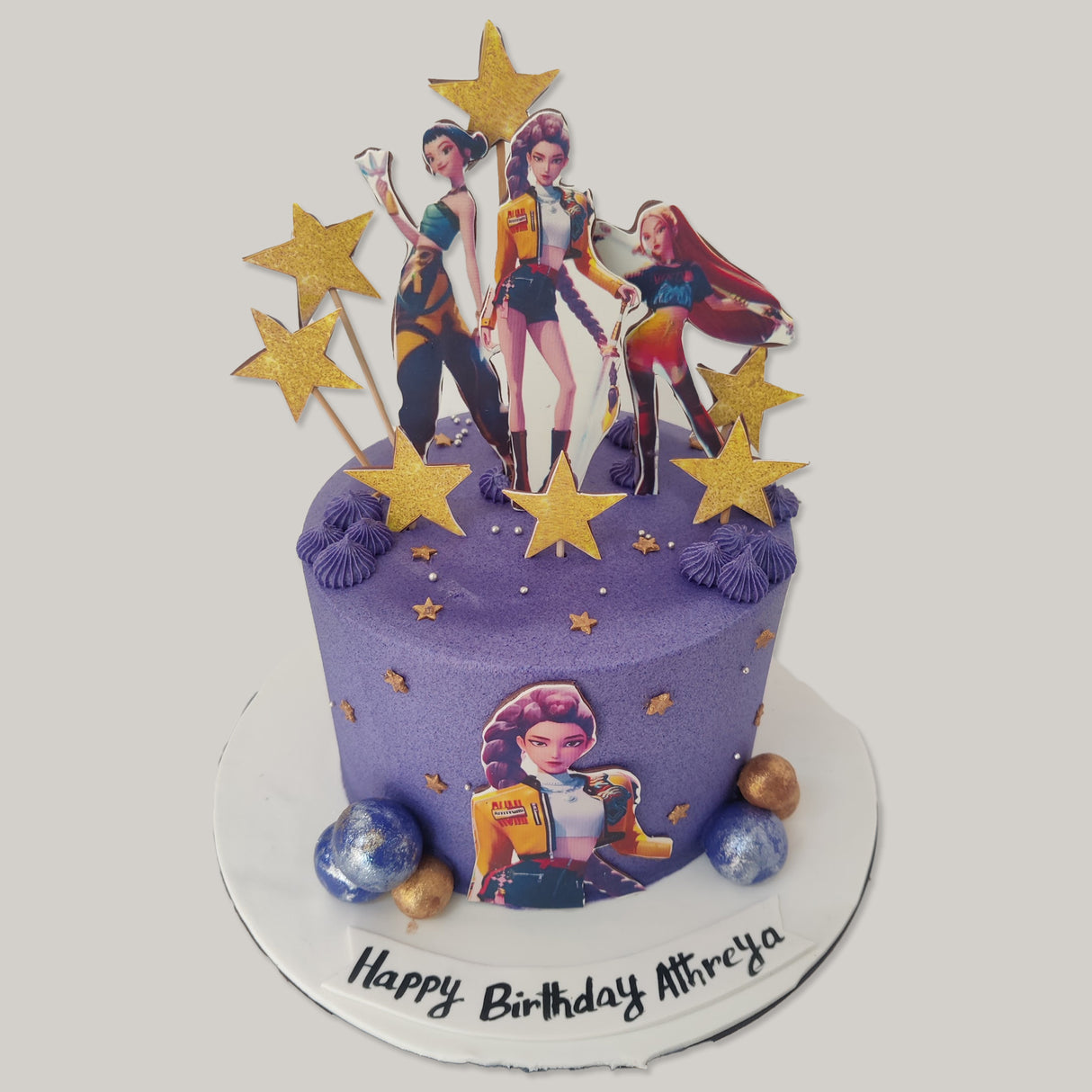 Purple Buttercream K-Pop HunterX Theme Cake