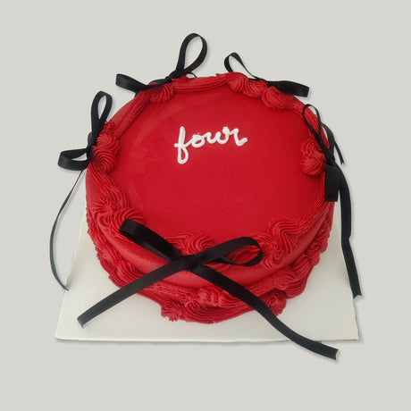 Red Vintage Ribbon Cake - Crave by Leena