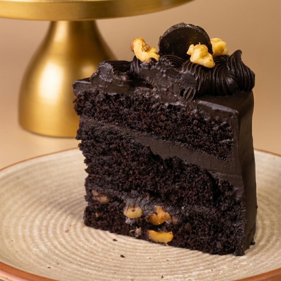 Sugar-Free Chocolate Walnut Fudge Cake - Crave by Leena