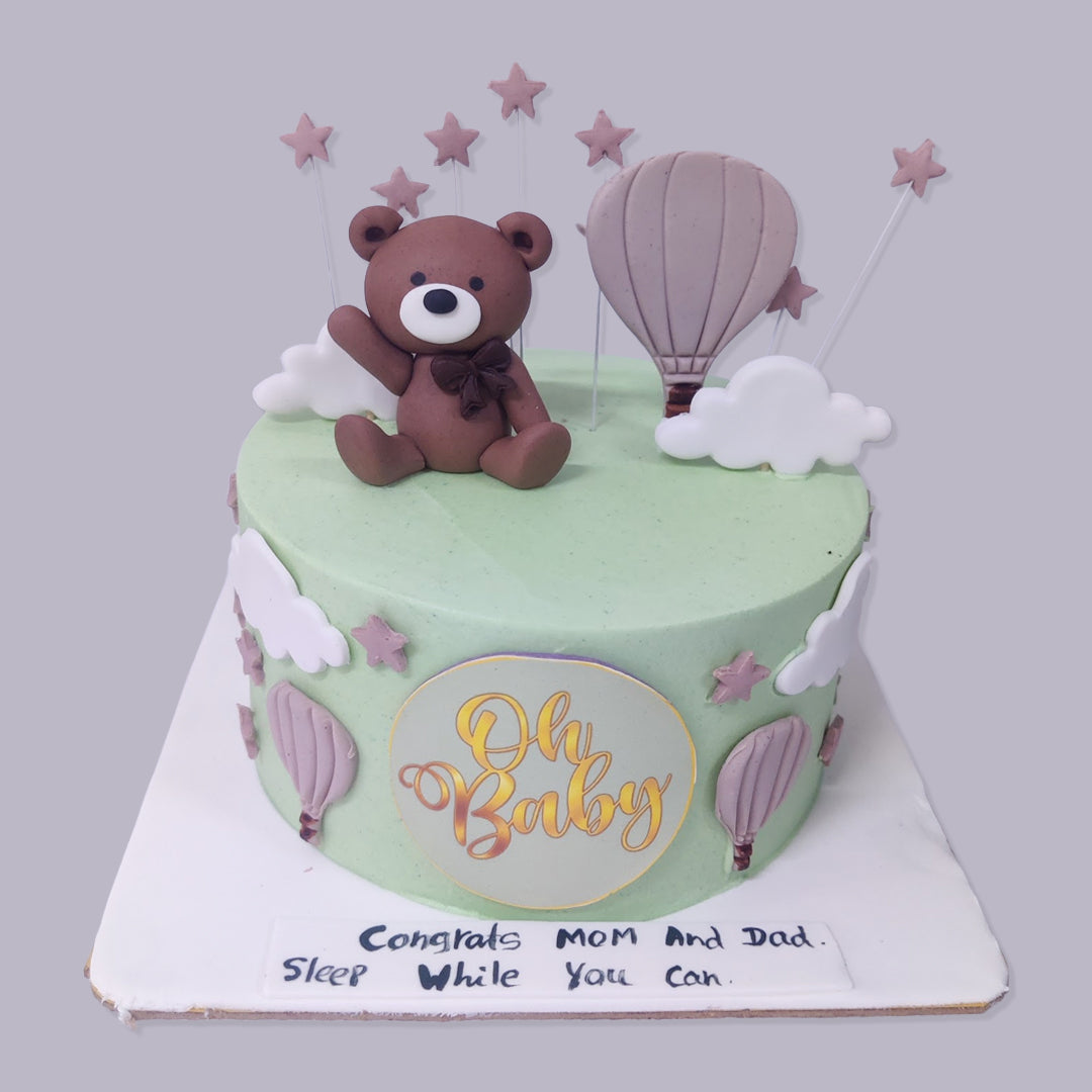 Sage Teddy Shower Cake