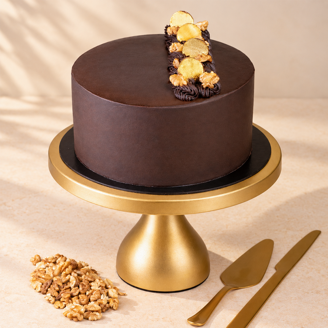 Chocolate Walnut Fudge Cake — Sugar-Free
