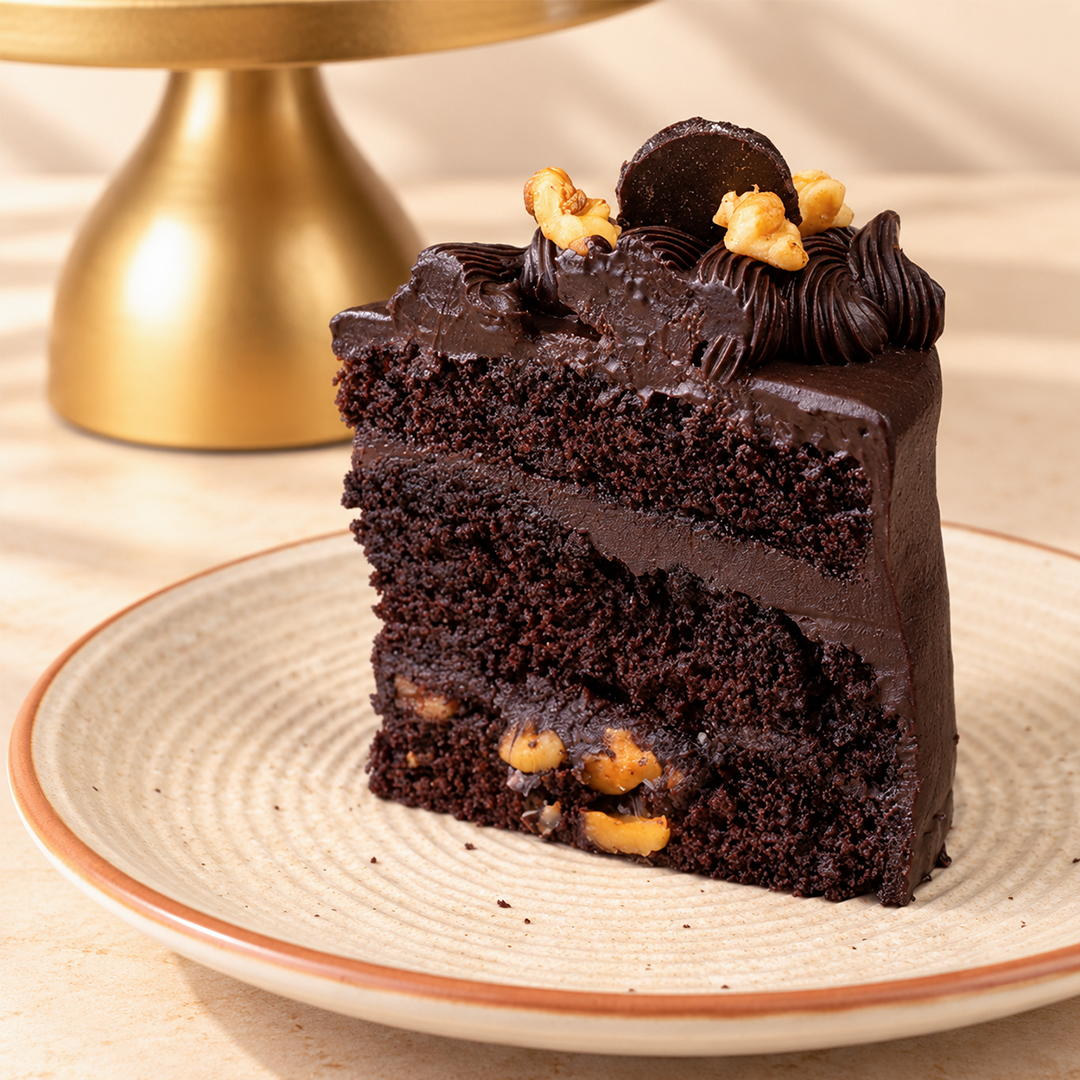 Chocolate Walnut Fudge Cake — Sugar-Free