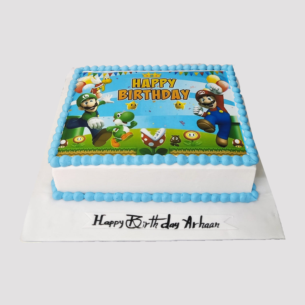 Rectangle Super Mario Print Cake | Vegan Cake Bangalore – Crave by Leena