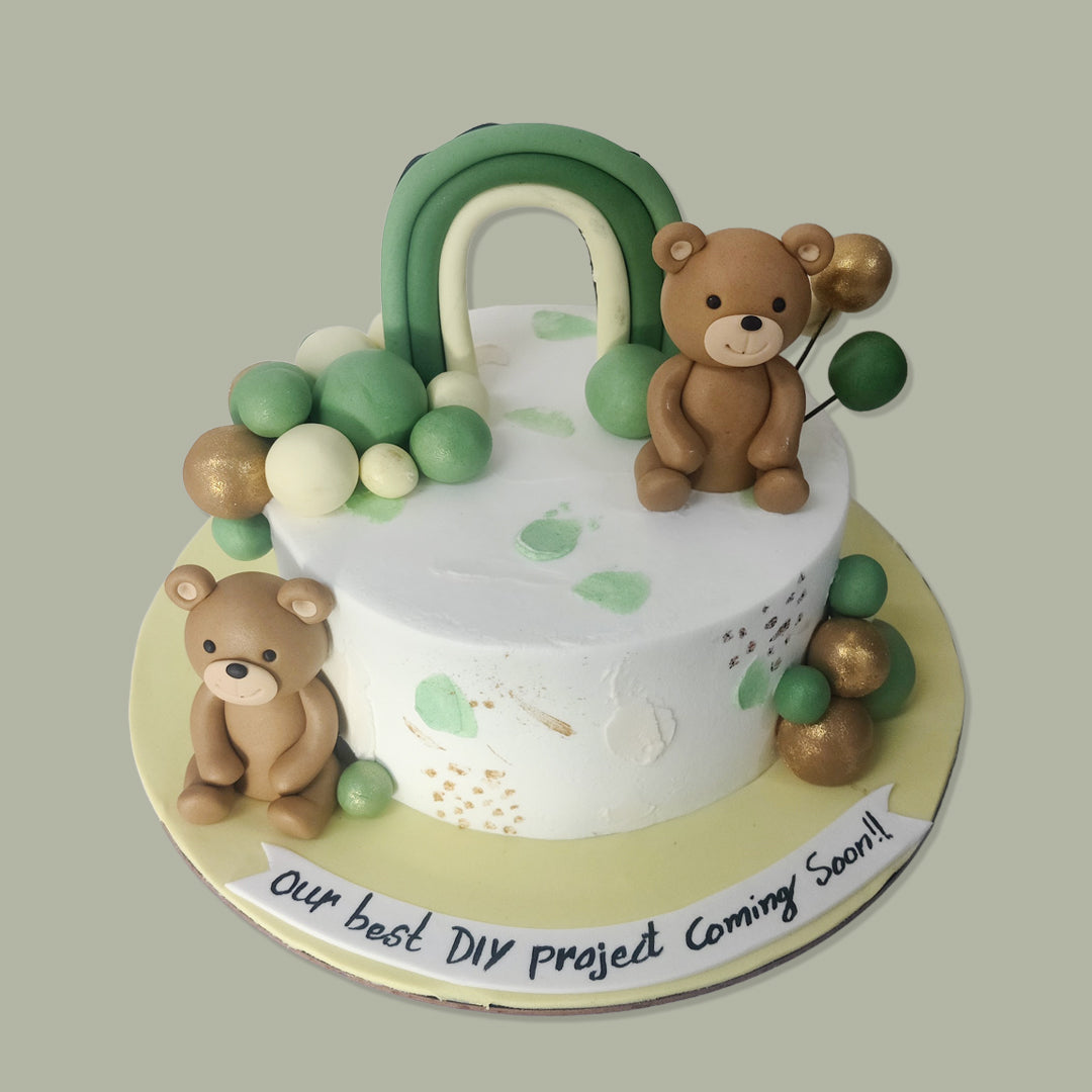 Teddy in Green World Cake