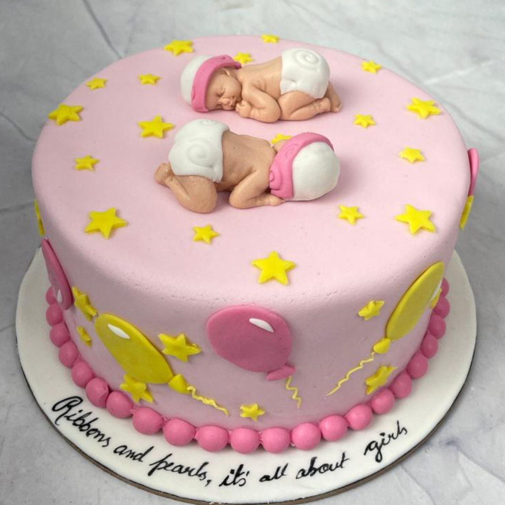 Twin baby theme cake - Crave by Leena