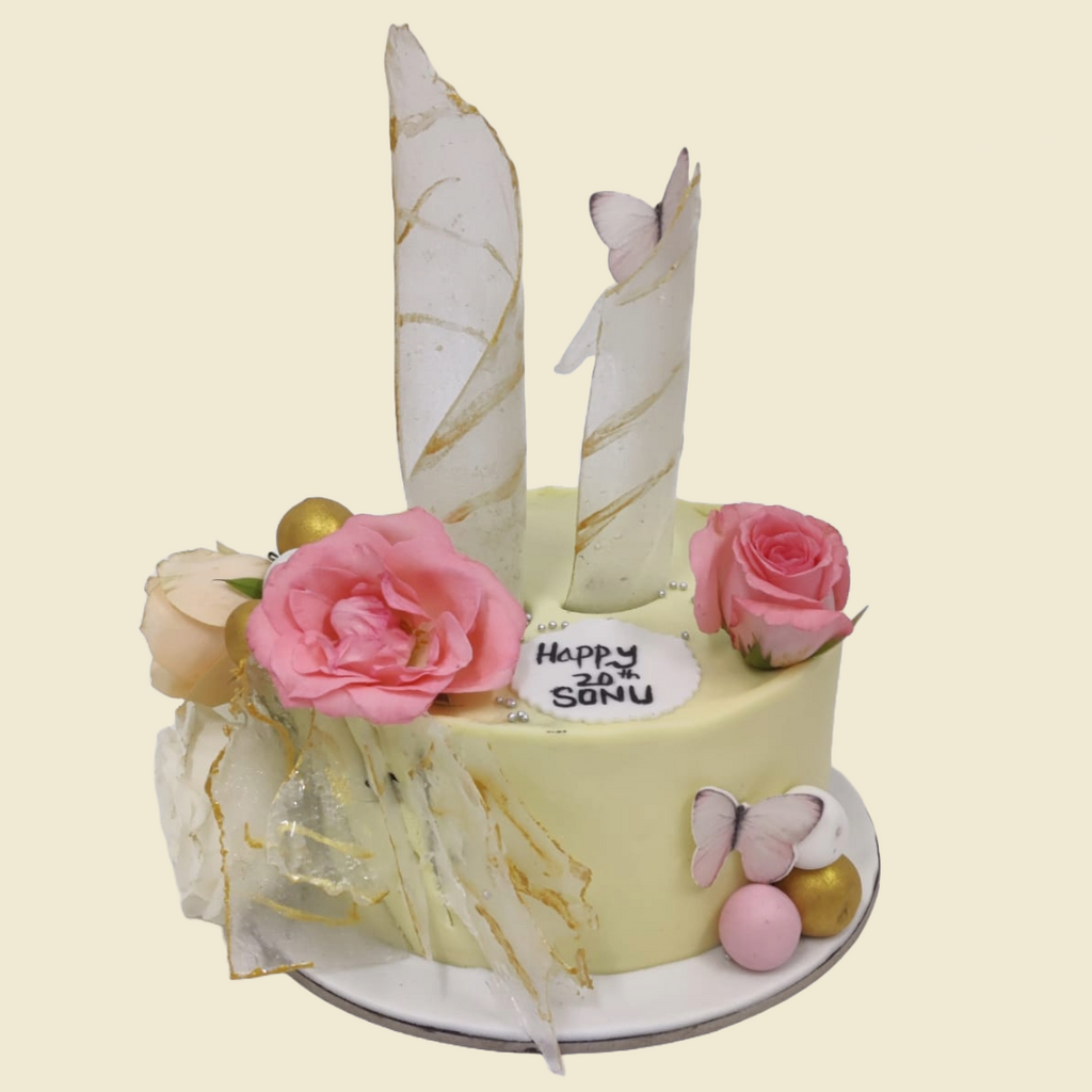 Wafer Paper & Floral Cake - Crave by Leena