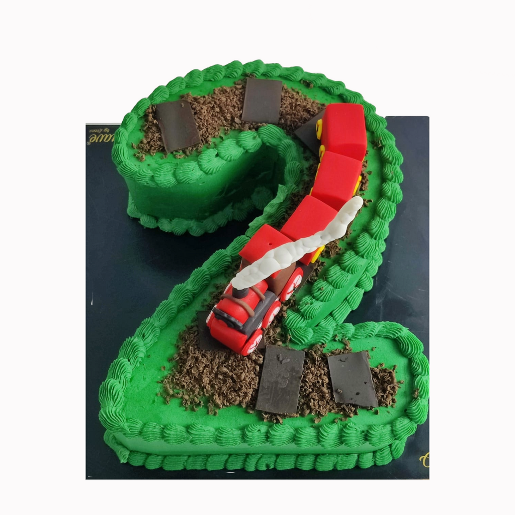 Number 2 Shape cake with train topper - Crave by Leena