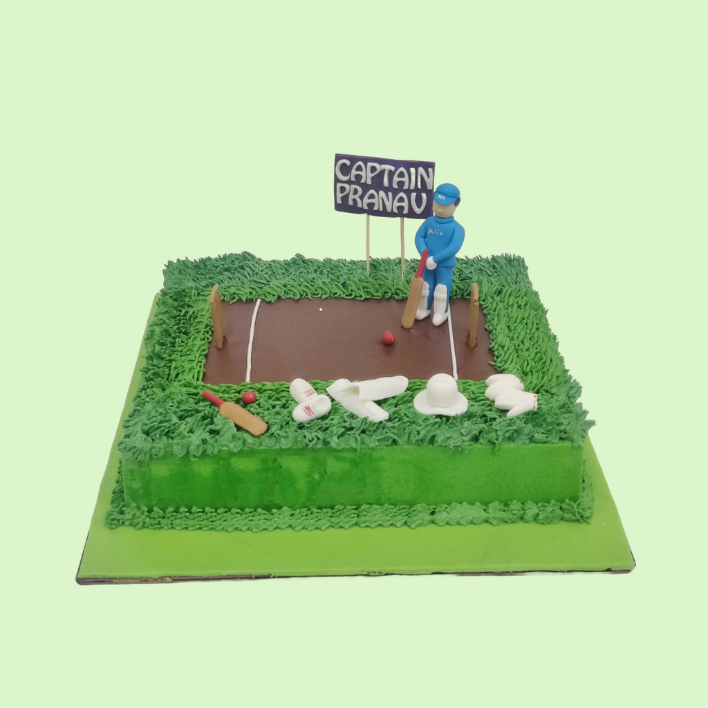 Rectangular Cricket Pitch Cake - Crave by Leena