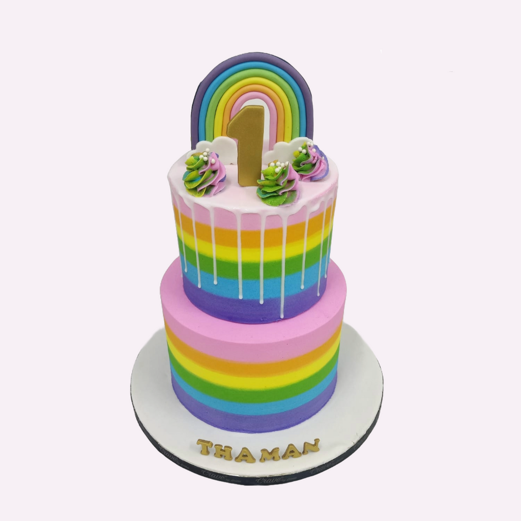 Rainbow Sponge Rainbow Cake - Crave by Leena