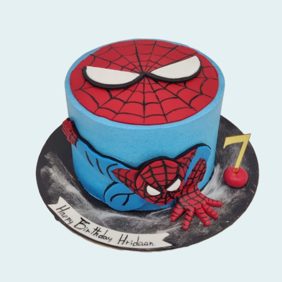 Blue 2D Spiderman Mask Cake | Vegan Theme Cake in Bangalore – Crave by ...