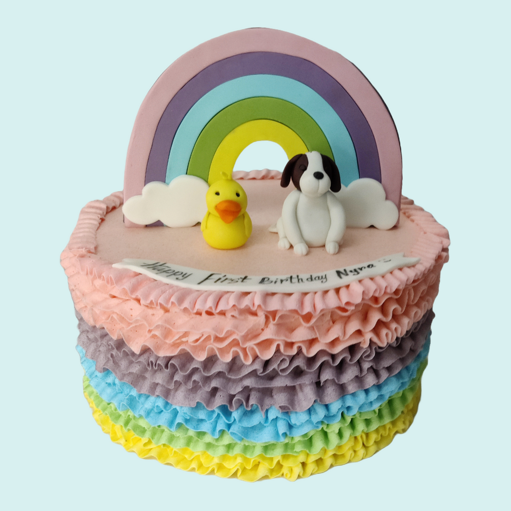 Pastel Rainbow Ruffle, with a Dog & a Duck - Crave by Leena