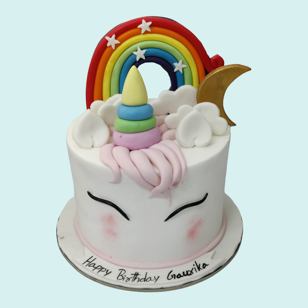 Rainbow, Clouds & Moon Unicorn Cake - Crave by Leena